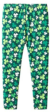 Mud Kingdom St.Patrick's Day Toddler Girls Leggings Elastic Waist Pants for Girl Four-Leaf Print Green 4 Years