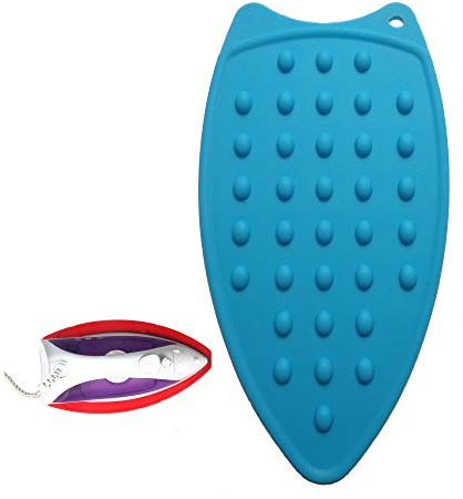 Tangser Pad multiuso in ferro da stiro in silicone per asse da stiro, tappetino resistente al calore, in silicone e ferro da stiro (blu)
