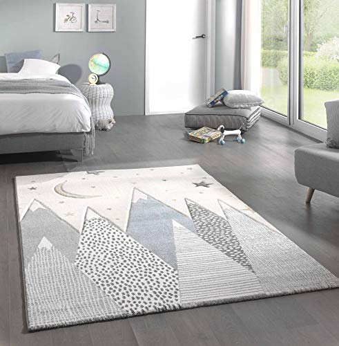 Merinos Barnmatta matta grädde berg grå blå storlek 80 x 150 cm