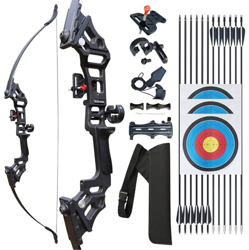 IS-TONGTU Archery Bow Set Recurve Bow and Arrow Adult Set 51 Training Bow Takedown 30 40 50lb Long Bows for Hunting Adult Beginner with 12 Arrows