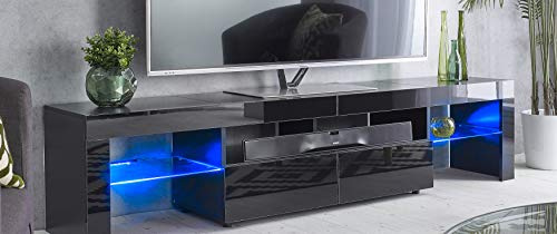 MMT 200cm Extra-Deep TV Stand – Large Entertainment Unit for TVs up to 90 Inches – Wide Modern Media Cabinet with Storage, Shelves & Cable Management