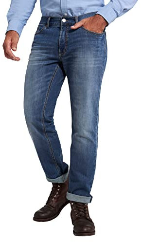 JP 1880 Jeans, súper elásticos, Costuras de Contraste, 5 Bolsillos, Ajuste Recto Pantalón, Mezclilla Azul Mate, 35W para Hombre