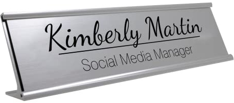 Badgemaster Custom Personalised Engraved Aluminium Office Home Desk Name Dividing Line Plaque Silver Gold Front Plate Bespoke Modern Gift Teacher Graduate Manager Assistant Executive