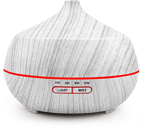 Diffuseur d'Arôme d'Huiles Essentielles Humidificateur: 400ML Diffuseur d'Huiles Essentielles avec 7 Lumières Couleur LED - Diffuseur Parfumé Aromathérapie Ultrasons pour Chambre Spa Yoga Bureau