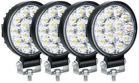 Willpower 4PCS Phare de Travail LED 3.2'' 42W Projecteur LED 12V 24V Etanche IP67 Spot Feux Antibrouillard pour 4x4 Voiture Camion Tracteur SUV Bateau Quad Vehicule