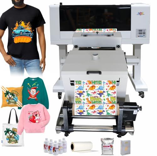 AOK DTF Dual XP600 Print Heads A3 Size(13 Inches) DTF Printer with Auto Continuous Powder Shaker Heater Ink/Film/Powder/Rip Software Bundle US Technician Support