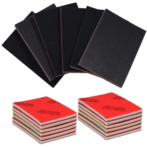18 Pzs Esponja de Lijado, 6 Tamaños de Grano Suave Bloques de Lijado para Madera Alta Densidad Esponja de Lijado para Yeso Bloque de Lijado Húmedo para Pulir Muebles Madera Metal (400-2500)