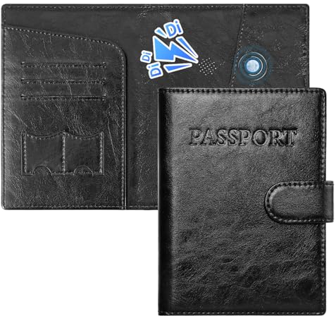 Auskang Smart Reisepasshülle Anti-Fallout Passport hülle mit IOS Wo ist? (Find My) App, RFID Passport Holder Kunstleder Passhülle Schutzhülle Reisezubehör für Damen Herren - Schwarz