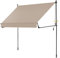 BellMax Klemmmarkise Markise Balkon ohne Bohren, 350 cm x (125 + 25 cm) Khaki, Balkonmarkise mit Handkurbel, Faltbarem Seitenarm, UV-Schutz, Wasserdicht & Höhenverstellbar