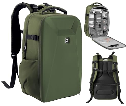 K&F CONCEPT Kamerarucksack Fotorucksack mit Hartschale Kameratasche mit 15,6-Zoll-Laptopfach und Regenschutz, Rucksack für Drohnen