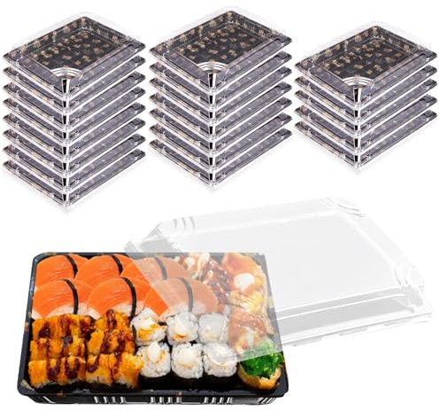20 Stück Meal Prep Boxen: Mehrweg Servierplatte mit Deckel, Wiederverwendbare Meal Prep Essensbox Mealprepboxen, Menüteller & Meal Prep Box für Sushi, Sandwiches, Obst und Gerichte(26 * 19 * 5cm)