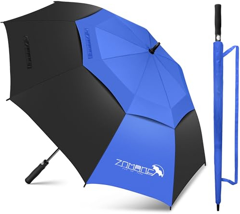 ZOMAKE Ombrello Pioggia Grande, Umbrella Golf Antivento Resistenti per Uomo Donna 172cm, Lungo Ombrelli Extra Large Robusto Automatico (Nero/Blu Scuro)