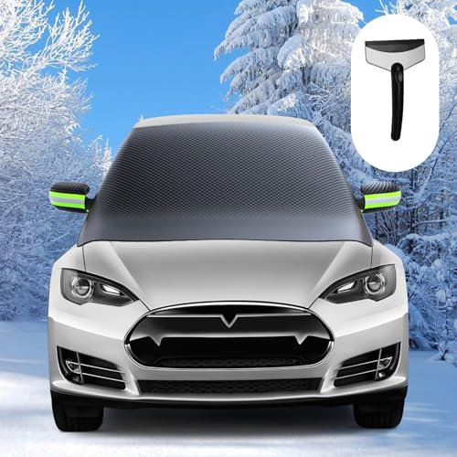 CAIJ 150 x 110cm Auto Abdeckung Winter, Frontscheibenabdeckung Winter mit 6 Magnet Fixierung Autoabdeckung Winter Faltbare Abnehmbare Frontscheibenabdeckung für Gegen Schnee Frost Sonne