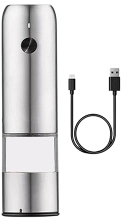 Automatisk salt- och pepparkvarnsset - Elektrisk kryddkvarn, USB-uppladdningsbart batteri | Enhandsmanövrering Justerbar grovhet, tydligt visningsfönster för bekvämlighet i köket