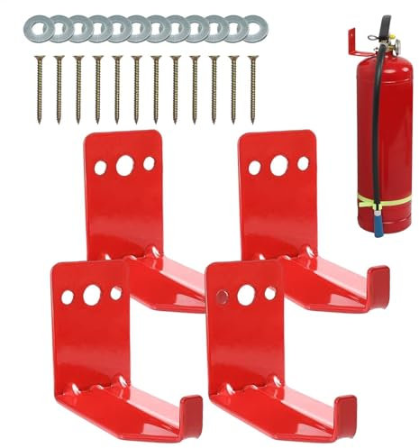 Feuerlöscher-Halter mit Schrauben – 4 Stück Feuerlöscher-Halterung | Feuerlöscher-Aufhänger | robuste Metall-Wandhalterung für 5 bis 18 kg Trocken- und Wasserlöscher für Zuhause, Geschäft, Arbeit