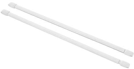 MERCURY TEXTIL- 2 Piezas de Barra Extensible para Cortinas, Barra de Tension para Cocina, Barra Blanca Ajustable, Facil Instalacion.(40-65cm)