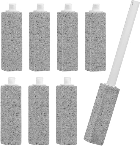 8Pcs Toilet Pumice Cleaning Stone with Extra Long Handle, Replaceable Pumice Stone for Cleaning Toilet, Nature Pumice Sticks for Cleaning Supplies Bathroom Pool Toilet Limescale Remover Grills