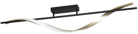 EGLO LED taklampa Conaprato, dimbar med fjärrkontroll, metall svart och mässing, köks- och vardagsrumslampa, varm- till kallvit, L 115 cm