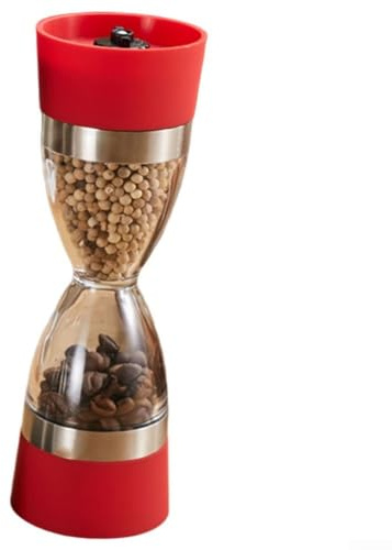 Molinillo de pimienta manual, acero inoxidable resistente a la corrosión ajustable en forma de embudo molinillo de pimienta con doble cabeza recargable juego de molinillo de especias accesorios de