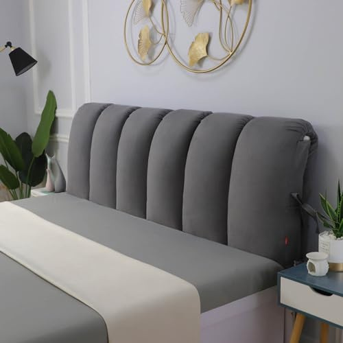 Fodera imbottita per testiera per letti in metallo, cuscino per letto matrimoniale con supporto per la schiena, grigio, 190 x 60 cm, elegante e confortevole, protezione per testiera