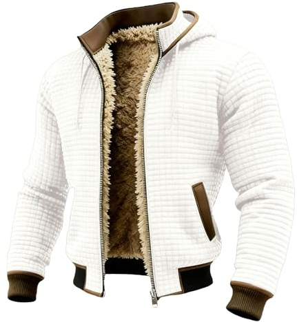 DENGJIAMY Veste en Polaire Homme Veste Chaude à Capuche Hiver Manches Longues Chemise Imprimée Tendance Vêtements Décontractés Sweat-shirt à Capuche avec Fermeture Éclair Grande Taille, L