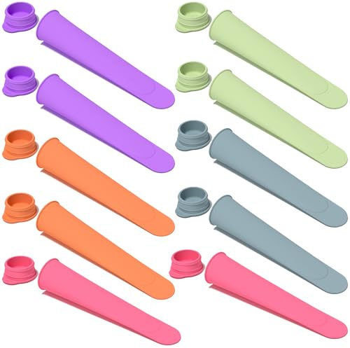 Bangbobi iStampi per gelaton Silicone in 10 Pezzi, stampi per Gelato, ghiaccioli con Coperchio, Coni e stampi riutilizzabili per Gelato, Stampo per Ghiaccio d'Acqua e preparare Il Gelato da Soli
