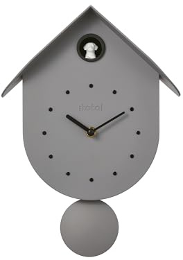 I-TOTAL - Reloj de Cuco de Pared Colorido con Perro - Diseño Moderno, Reloj Decorativo para Hogar, Cocina y Dormitorio (GRIS)