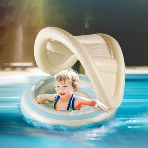 Salvagente Neonato, Ciambella Galleggiante Con Parasole UV, Galleggiante Gonfiabile Per Piscina Con Tettuccio Parasole, Galleggianti Gonfiabili Per Nuoto, Ciambella babyes Per Piscina Spiaggia