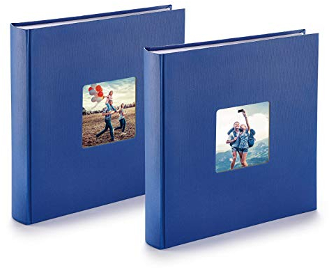 Fotoalbum XXL I Album 2er Pack zum Selbstgestalten (30x30 cm) I je 400 Bilder zum einkleben in 10x15 Format I blau