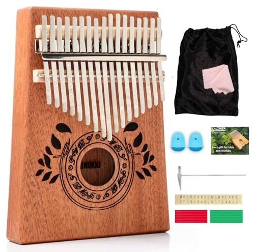 UNOKKI Kalimba Thumb Piano - Kalimba 17 strumenti musicali chiave con istruzioni Kalimba Song Book, accordatura martello e altro! Thumb Piano per bambini e adulti - (marrone chiaro)