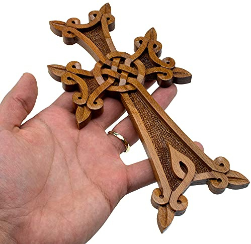 Handcraftoria Croce da Parete Fatta a Mano con Ornamenti in Legno armeno