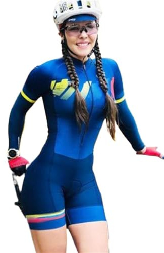 CYTSH Triathlon Women's Cycling Jersey Set Mountain Bike Shorts Sweatshirt Long Sleeve One-piece Jumpsuit (Color : 62, Size : Small)