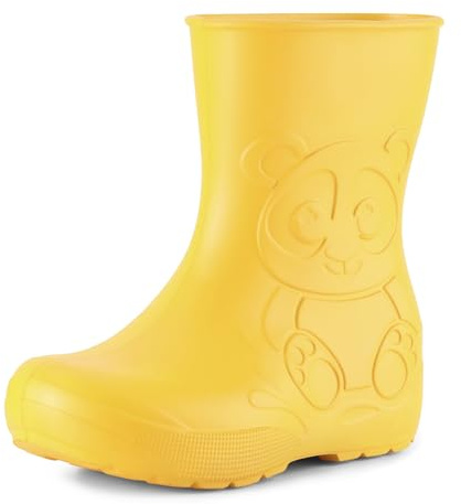 Ladeheid Stivaletti Pioggia Bambino in EVA, Leggeri Stivali Pioggia Bambina con Motivo a Panda, Facili da Pulire Stivaletti Bambina e Scarpe Bambino LA-CA-10 (Giallo, 32/33)