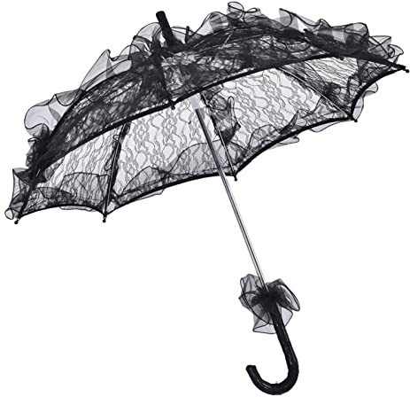 Cyrank Spitzenschirm, Schwarze Spitzenschirme für Teeparty, Vintage, Hochzeit, Brautschirm, Blume, Spitze, Sonnenschirme, Tanzen, Foto-Requisite