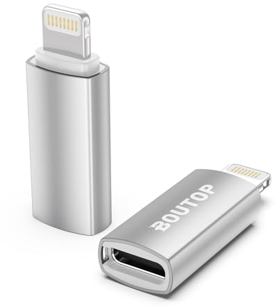 BOUTOP 2 Packung USB C auf Lightning Adapter [Apple MFi Zertifiziert] für 27W PD Schnelle Aufladen (Nicht für die Datensynchronisierung) Kompatibel mit iPhone, iPad, iPod-[Silber]