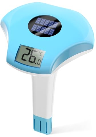 BALDR Termometro da piscina galleggiante IPX8, impermeabile, a energia solare, adatto per piscina/vasca idromassaggio/fonte di acqua calda/acquario (blu)