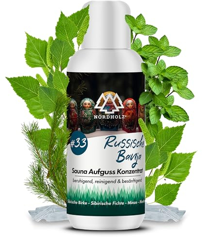NORDHOLZ® Saunaaufguss [54 Sorten 15ml, 100ml, 250ml] - Sauna Aufgussmittel für intensive & erholsame - Sauna Zubehör (#33 Russische Banja, 100ml)
