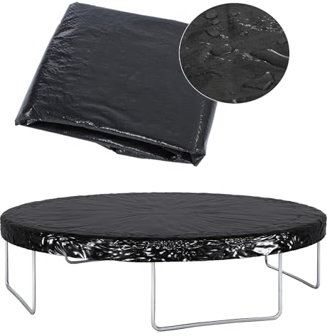 Kinetic Sports Regenabdeckung Wetterschutzplane für Gartentrampolin mit ca. Ø 490 cm - Trampolin Zubehör - Abdeckplane schwarz - UV-beständig - Schutz vor Regen & Schmutz