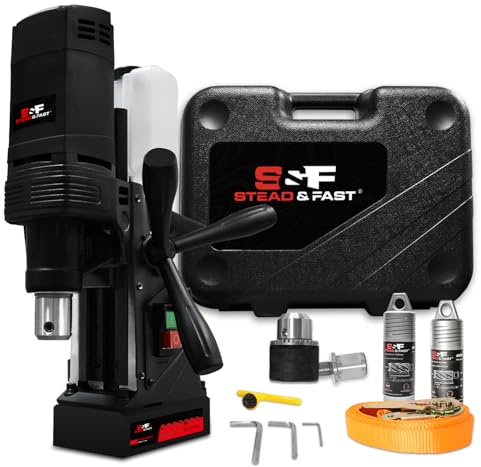 S&F STEAD & FAST Mag Drill Press Kit, 1100W Portable Magnetic Drill, 700 rpm No Load Speed, Max Depth of Cut 2, Max Boring Diameter 1-9/16, Carrying Case