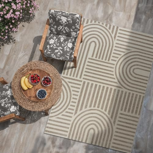 SANAT Berlin Outdoor Teppich Wetterfest - Teppich für den Innen- und Außenbereich - Beige, 240 x 330 cm