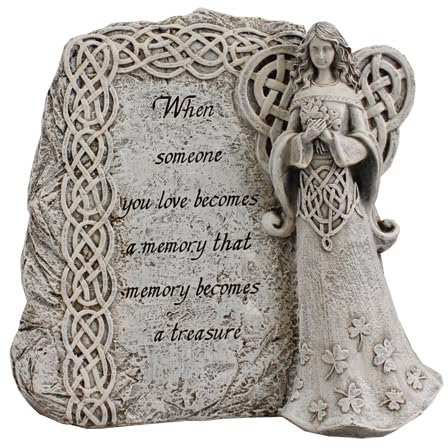 Biblegifts Estatua de tumba celta con aspecto de piedra de ángel celta, adorno de resina, 21 cm, en caja de regalo