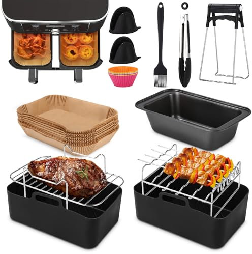 11 Piece Accessoires Air Fryer,Silicone Air Fryer Mould Accessories for Ninja Foodi AF400EU、 AF300EU、COSORI,、Tower 7.6L/8L/9L/9.5L