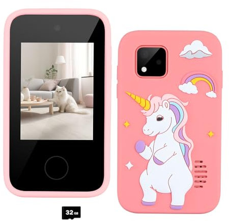 Haipky Kids Smart Phone, MP3 Music Player with Dual Camera, Alarm Clock, Unicorn Gifts for Age 3 4 5 6 7 8, Learning Toy Toddler Mobile Phone with 32GB Card, Gift for Girls & Boys