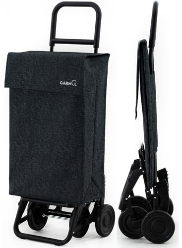 GARMOL Carro de la Compra Plegable 48 litros | Carro de la Compra 4 Ruedas Gran Capacidad | Carrito Compra 4 Ruedas Plegable Color Negro