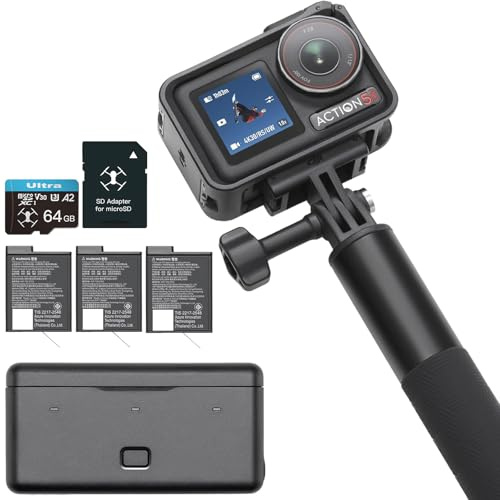 DJI Osmo Action 5 Pro Adventure Combo, with 64GB microSDXC Card - Waterproof Action Camera with 1/1.3 Sensor, 4K/120fps Video, Action Camera 4K Ideal for Sports, Vlog
