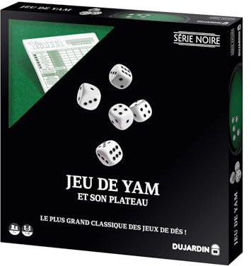 Dujardin Série Noire Yam 421 - Jeu de société - Jeu de dés Classique - Table de Jeu et Bloc de Feuilles de Score fournis -