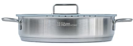 lätt Home Cacerola Baja Acero Inoxidable 30 cm Diámetro Apta para Cocina de Inducción Vitrocerámica Gas Eléctrica y Horno – Tapa de Cristal – Fondo Full Induction 5 Capas - Libre de PFOA y PTFE