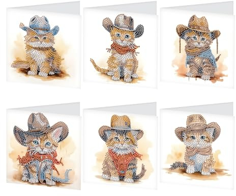 SHEGZHUC Set di 6 biglietti di auguri con diamond painting, 62 biglietti di ringraziamento, biglietti di auguri per le vacanze, ricamo a punto croce, diamante pittura regalo