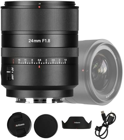 7artisans AF24 mm F1.8 obiettivo autofocus per L mount, obiettivo fotografico grandangolare, grande apertura, compatibile con Leica/Panasonic S1, DC-S1, S5, DC-S5, LUMIX S9 Serie/Sigma L, nero