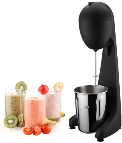 Miscelatore elettrico per frappè da 100 W, miscelatore automatico retrò con bastoncino di miscelazione e tazza di miscelazione da 450 ml per schiumare latte, caffè freddo, bevande fredde, frappè